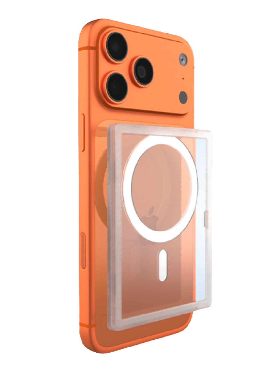 Mag Snap on an orange iPhone with MagSafe case